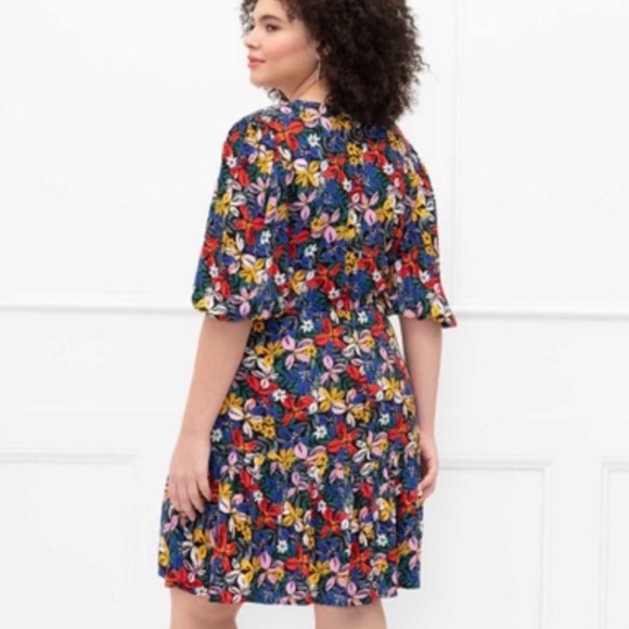 Eloquii Elements Knot Front Floral Flounce Dress Size 24 - Picture 3 of 6